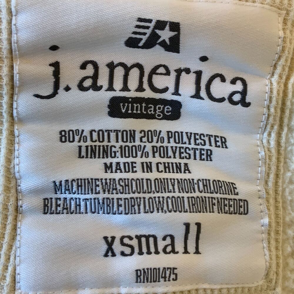 JAmerica Cream ZipUp Drawstring Hood Front Pockets‎ Graphic Print Hoodie Size XS - Picture 14 of 14